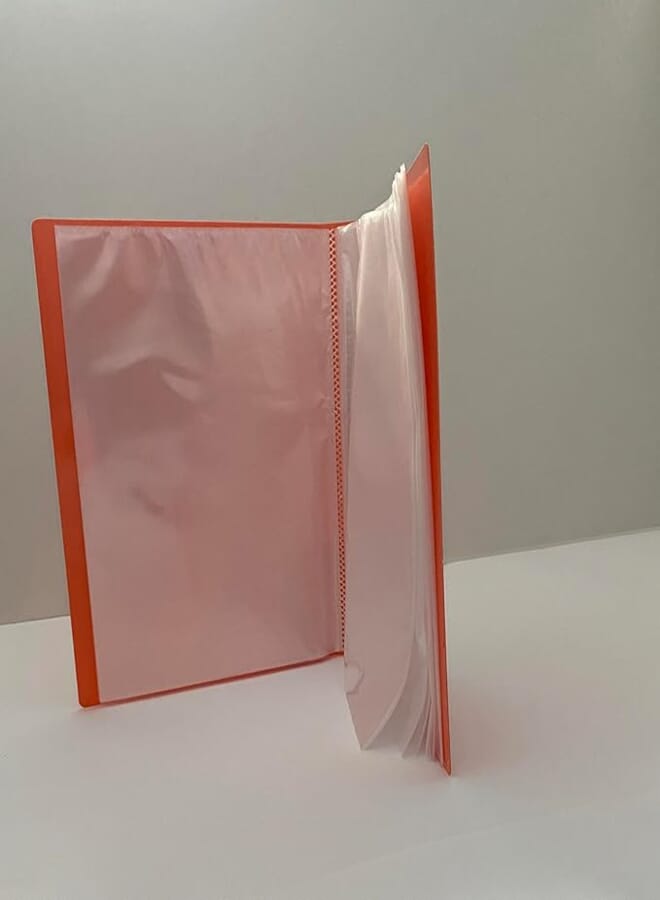 Clever 80 Crystal Clear Pockets Stripped Clear Book with Box, A4 Size, Orange